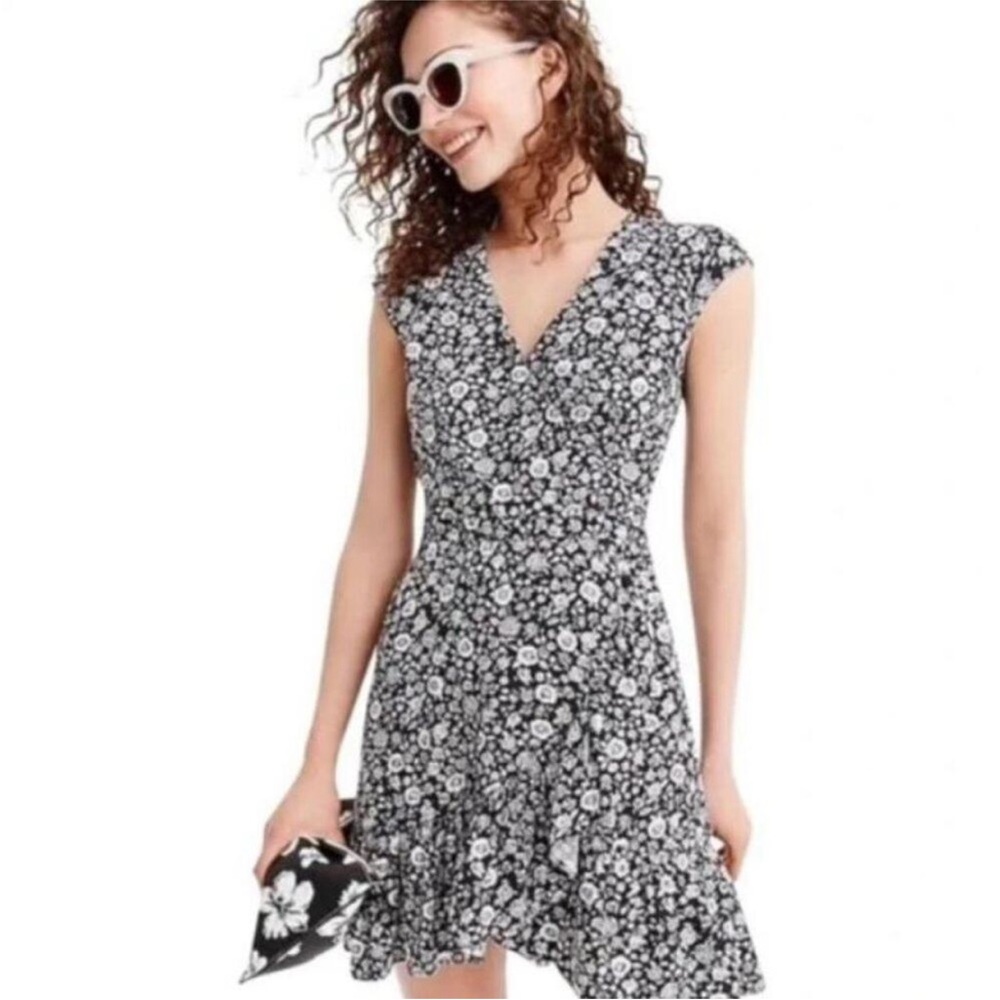 Floral Black and White Women's Dress
